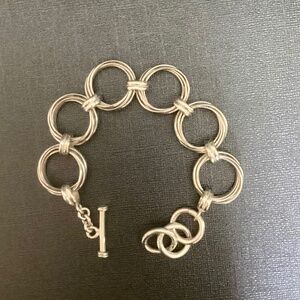 Vtg 925 Silpada Sterling Silver Multi Circle Nested Link Toggle Bracelet Retired